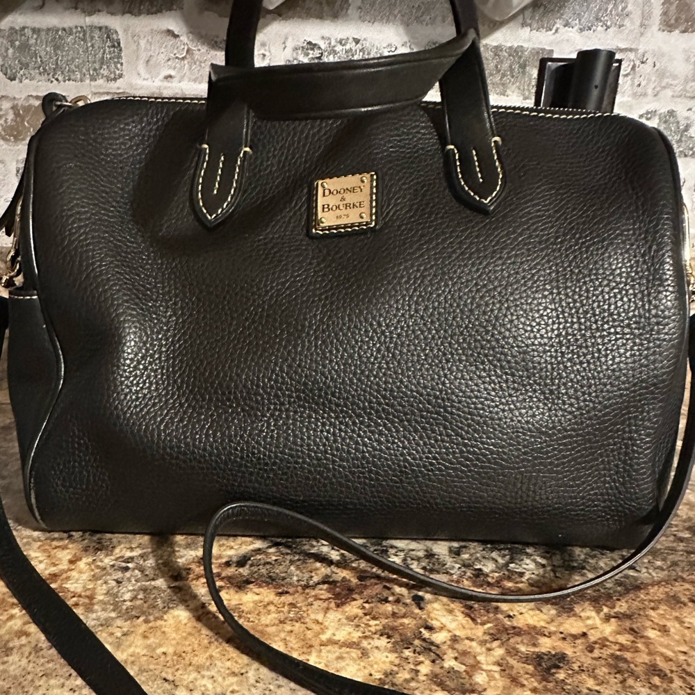 Dooney & Bourke Black Pebbled Leather Satchel.